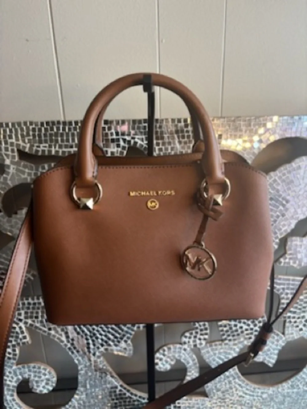 💕Michael Kors Brown Small Leather Dome Satchel
